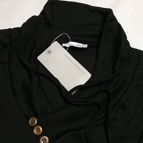 Stylish Women's Kanga Pouch Top Tunic Black XL - Picture 7 of 8